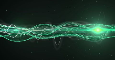 Abstract Digital Green Wave Movement on Dark Background - Download Free Stock Images Pikwizard.com