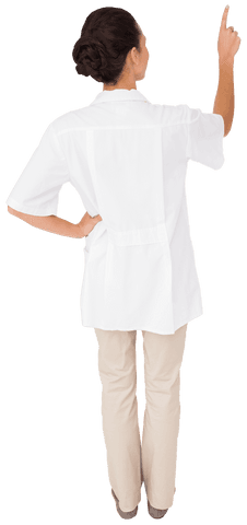 Transparent Female Doctor Pointing Upwards in Uniform - Download Free Stock Videos Pikwizard.com
