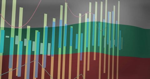Financial Data Visualization on Bulgaria Flag Background