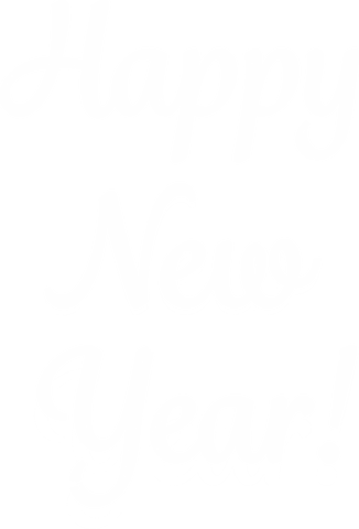 Happy new year text with stylish font on transparent background