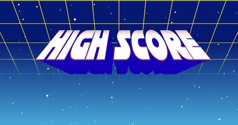 Retro High Score Graphic with Cosmic Grids