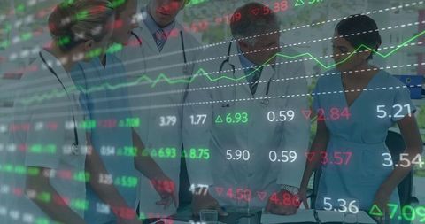 Medical Team Analyzing Data Over Prospecting Market Trends