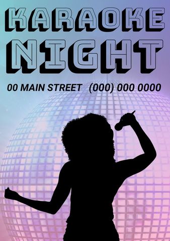 karaoke night event poster with silhouette singer - Download Free Stock Templates Pikwizard.com