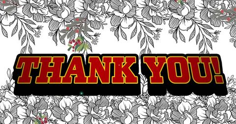Floral Thank You Decorative Text Design