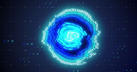 Futuristic Digital Interface with Spinning Blue Glitch - Download Free Stock Images Pikwizard.com