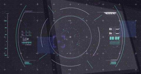 Futuristic hud cockpit interface showing holographic reticle, starfield and data overlays
