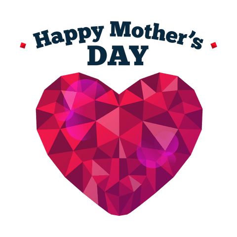 Transparent Mother's Day Red Geometric Heart Illustration
