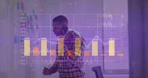 Business Analyst Explaining Financial Data on Glass Board
