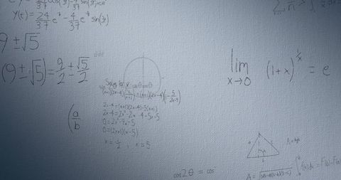 Mathematical Equations Written on Chalkboard