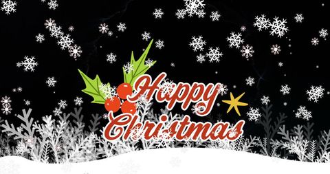 Festive Christmas Greeting with Snowflakes and Holly Illustration