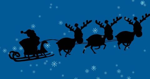 Santa Claus Sleigh Flying in Snowy Winter Sky