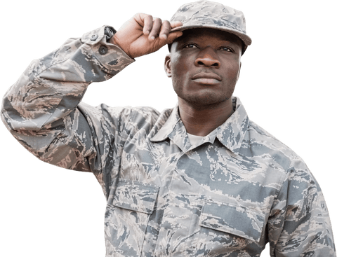 Proud American Soldier in Uniform with Transparent Background