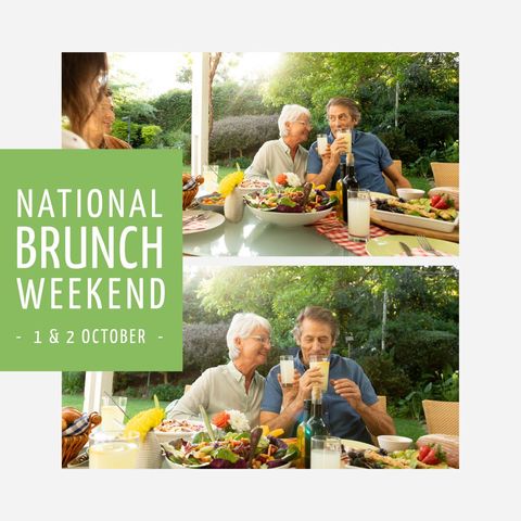 Caucasian family enjoying national brunch weekend outdoors