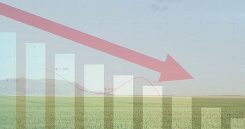 Agricultural market decline indicated by overlayed bar chart