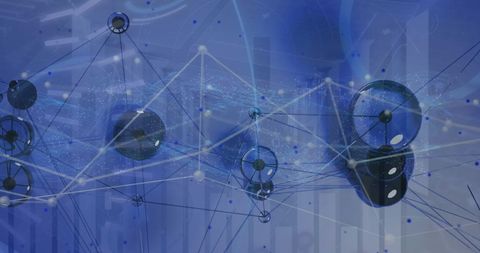 Digital Network and Data Processing with Blue Overlay - Download Free Stock Images Pikwizard.com