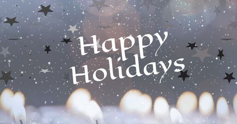 Happy Holidays Banner with Falling Snow and Stars - Download Free Stock Images Pikwizard.com