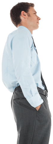 Transparent Confident Businessman Standing Hand in Pocket
