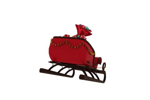 Festive Christmas Sledge with Gifts and Bows in Transparent Background