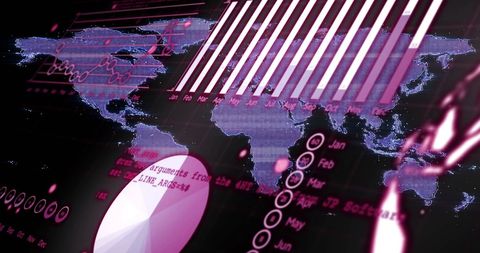 Global Financial Data Processing on Dynamic World Map - Download Free Stock Images Pikwizard.com