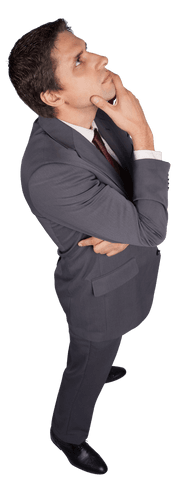 Pensive Businessman Deep in Thought on Transparent Background