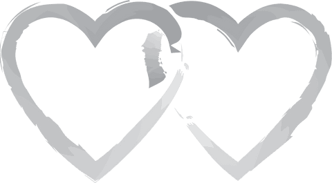 Two entwined grey hearts on transparent background