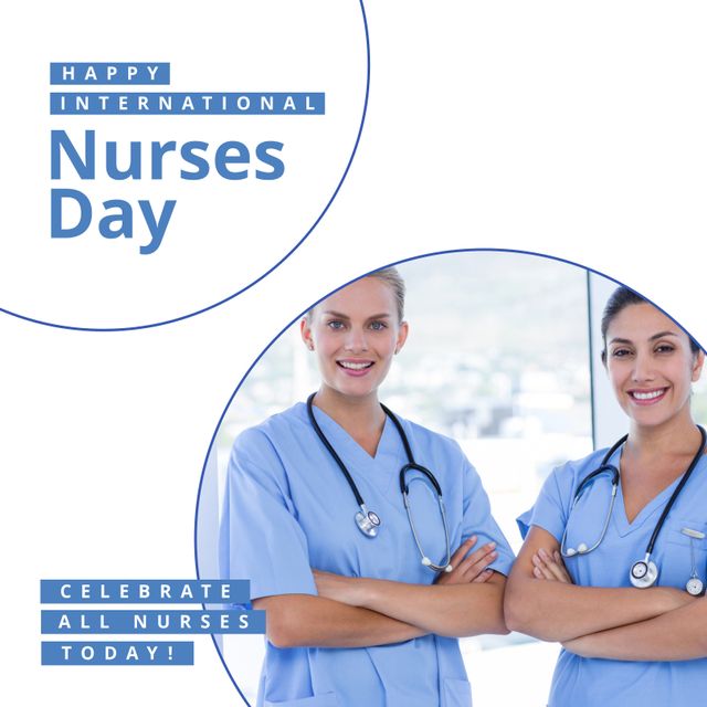 Happy International Nurses Day Celebration with Smiling Female Nurses - Download Free Stock Templates Pikwizard.com