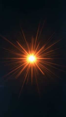 Vertical starburst flare pulsing glow radiating futuristic energy with lens flare loop