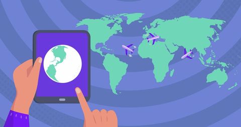 Interactive World Map with Travel Planning Application on Tablet - Download Free Stock Images Pikwizard.com