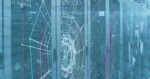 Futuristic Server Rooms with Digital Connections Energetic Animation