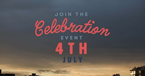 Independence Day Celebration Text on Dramatic Sky