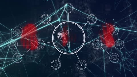 Digital Network Connections Across Global Data Interface