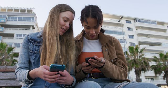 Teenage Friends Enjoying Social Media Outdoors - Download Free Stock Images Pikwizard.com