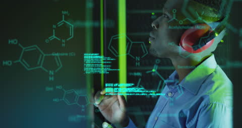 Tech Professional Analyzing Data in Server Room with Headphones