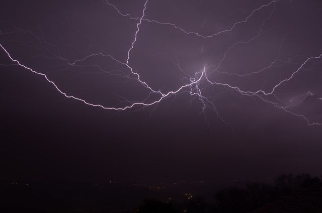 Electric Thunderstorm Over Dark Night Sky - Download Free Stock Photos Pikwizard.com