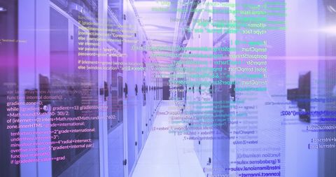 Data Processing and Servers with Overlay Code Visualization - Download Free Stock Images Pikwizard.com