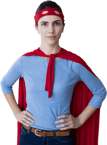 confident superhero woman in red cape with transparent background - Download Free Stock Videos Pikwizard.com