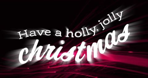 Glowing holly, jolly christmas neon script with magenta light streaks and luminous bloom