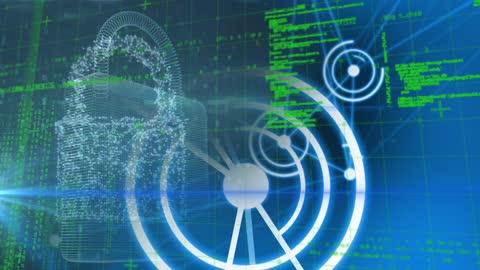 Cybersecurity Concept with Digital Padlock and Data Codes