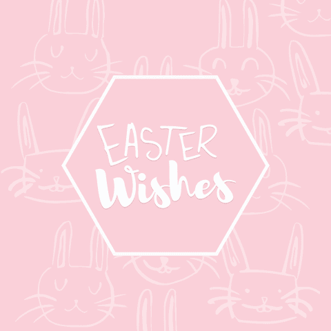 easter wishes text in hexagon with pink rabbits on transparent background - Download Free Stock Videos Pikwizard.com
