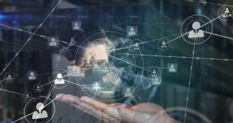 Digital Network Concept Over Biracial Woman Using Smartphone