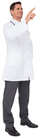 smiling caucasian male doctor pointing on transparent background - Download Free Stock Videos Pikwizard.com