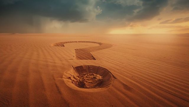 Mystical Desert Question Mark at Sunset