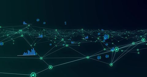 Digital Green Hexagon Network with Data Motion on Black Background - Download Free Stock Images Pikwizard.com