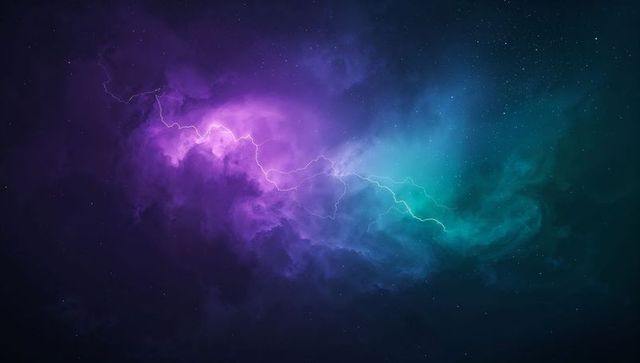 Violet and Teal Cosmic Nebula with Stars in Deep Space