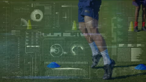 Soccer Player with Futuristic Data Interface Hologram