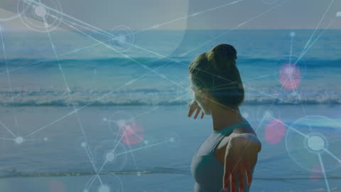 Connectivity and Tranquility: Digital Interface Over Beach Exercise