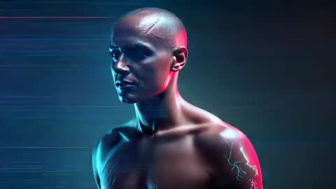 Futuristic Cybernetic Avatar with Neon Circuit Patterns