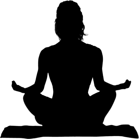 Yoga pose silhouette of woman on transparent background