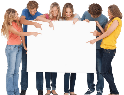 group of teens holding transparent blank sign smiling happily - Download Free Stock Videos Pikwizard.com