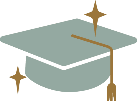 Transparent Graduation Cap Icon with Gold Accents